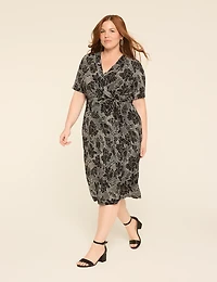 Short-Sleeve Faux-Wrap Jersey Dress