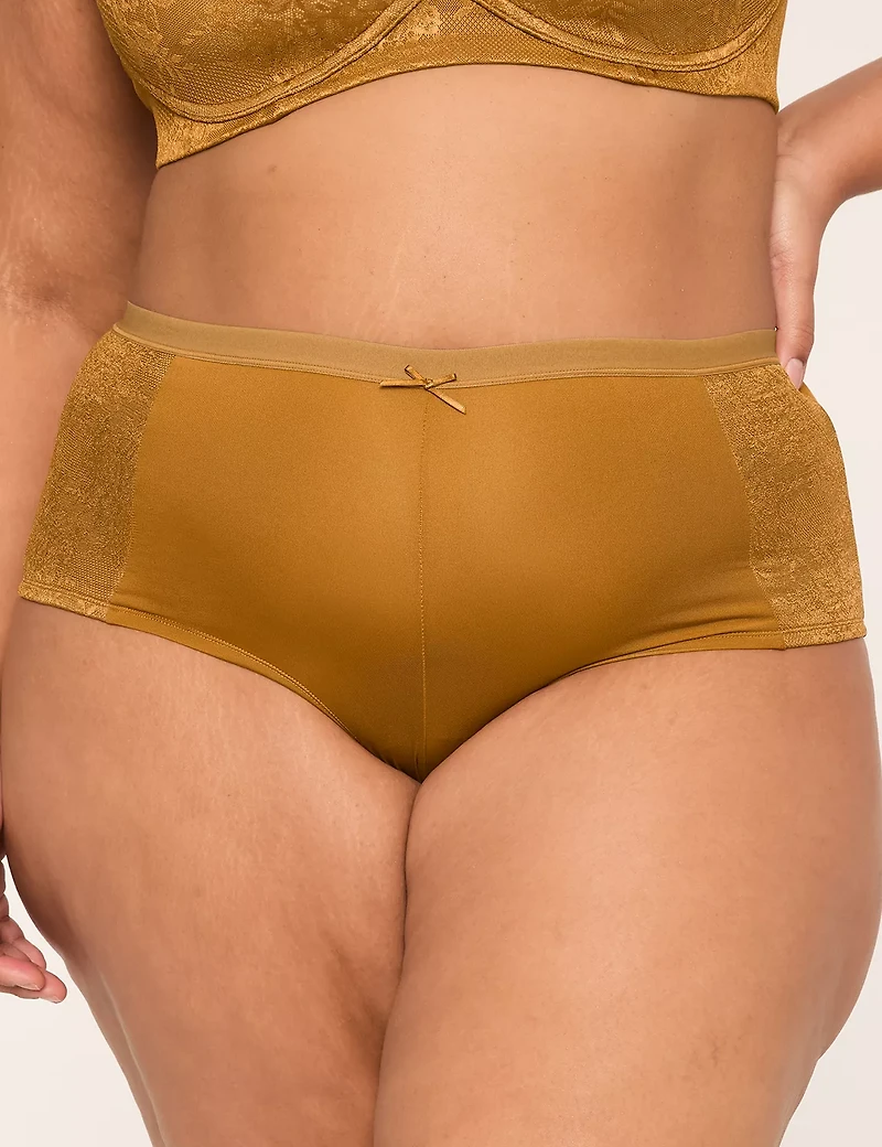 No-Show Boyshort Panty With Lined Lace Trim