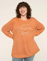 Embroidered Give Thanks Graphic Sweatshirt