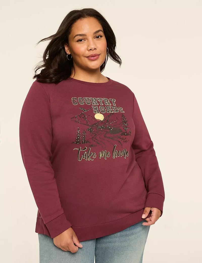 Rhinestone Country Roads Graphic Sweatshirt