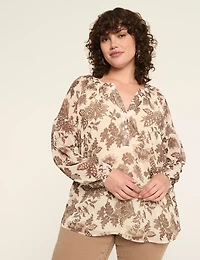 Long-Sleeve Split-Neck Popover