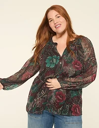 Long-Sleeve Split-Neck Popover