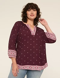 Swing 3/4-Sleeve Popover Blouse