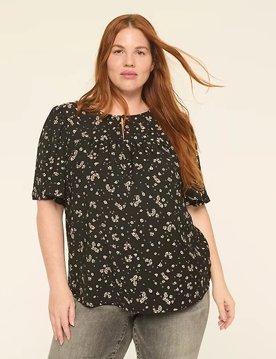 Swing Circle-Sleeve Popover Blouse