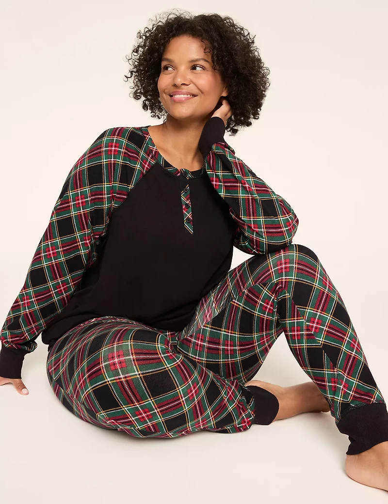 Comfy Cotton Tunic Henley & Legging PJ Set