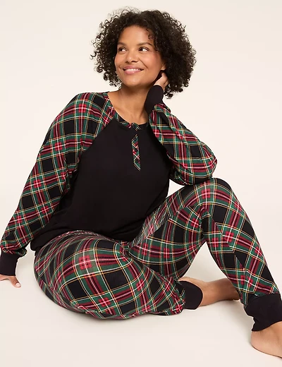 Comfy Cotton Tunic Henley & Legging PJ Set
