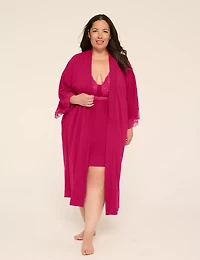 Comfy Cotton Lace-Trim Robe