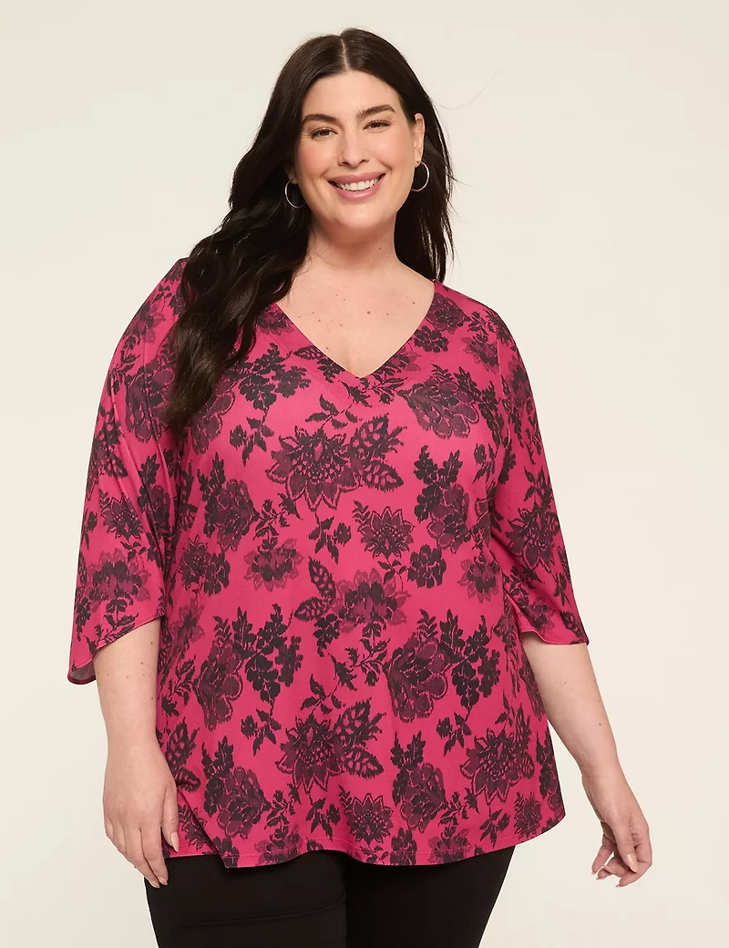 3/4-Sleeve V-Neck Tunic Top