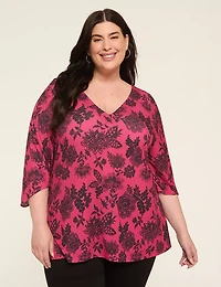 3/4-Sleeve V-Neck Tunic Top