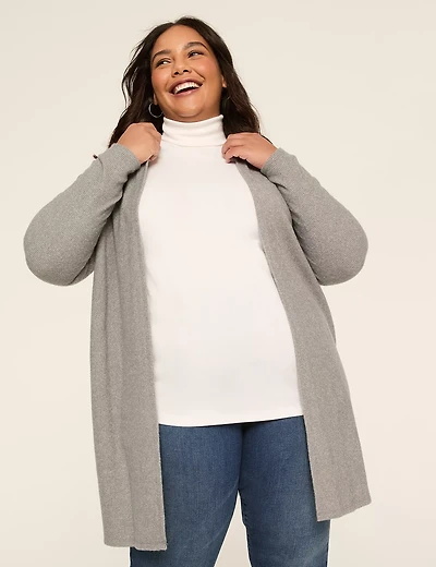 Rib Open-Front Hoodie Overpiece