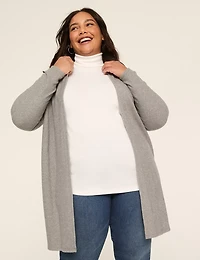 Rib Open-Front Hoodie Overpiece