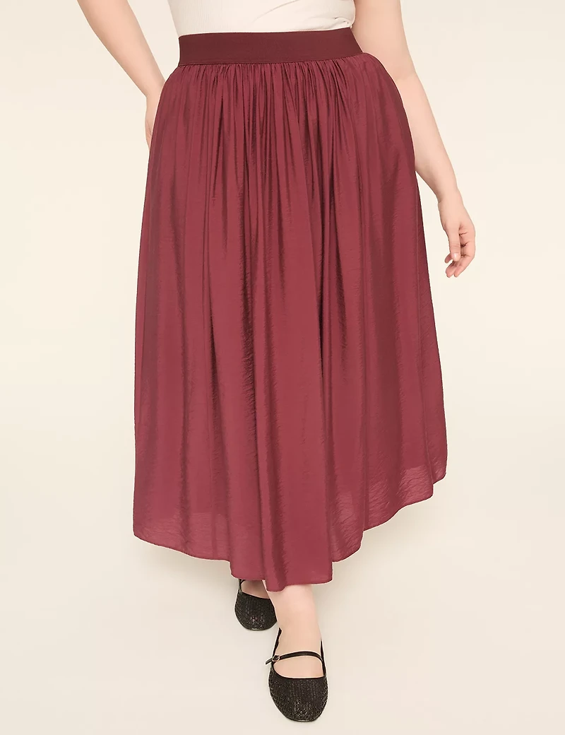 Pull-On Shirred Maxi Skirt