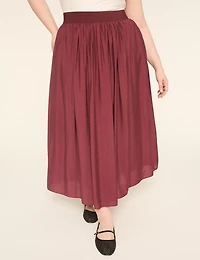 Pull-On Shirred Maxi Skirt