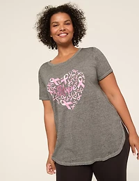 LIVI Shimmer Foiled Hope BCRF High-Low Graphic Tee