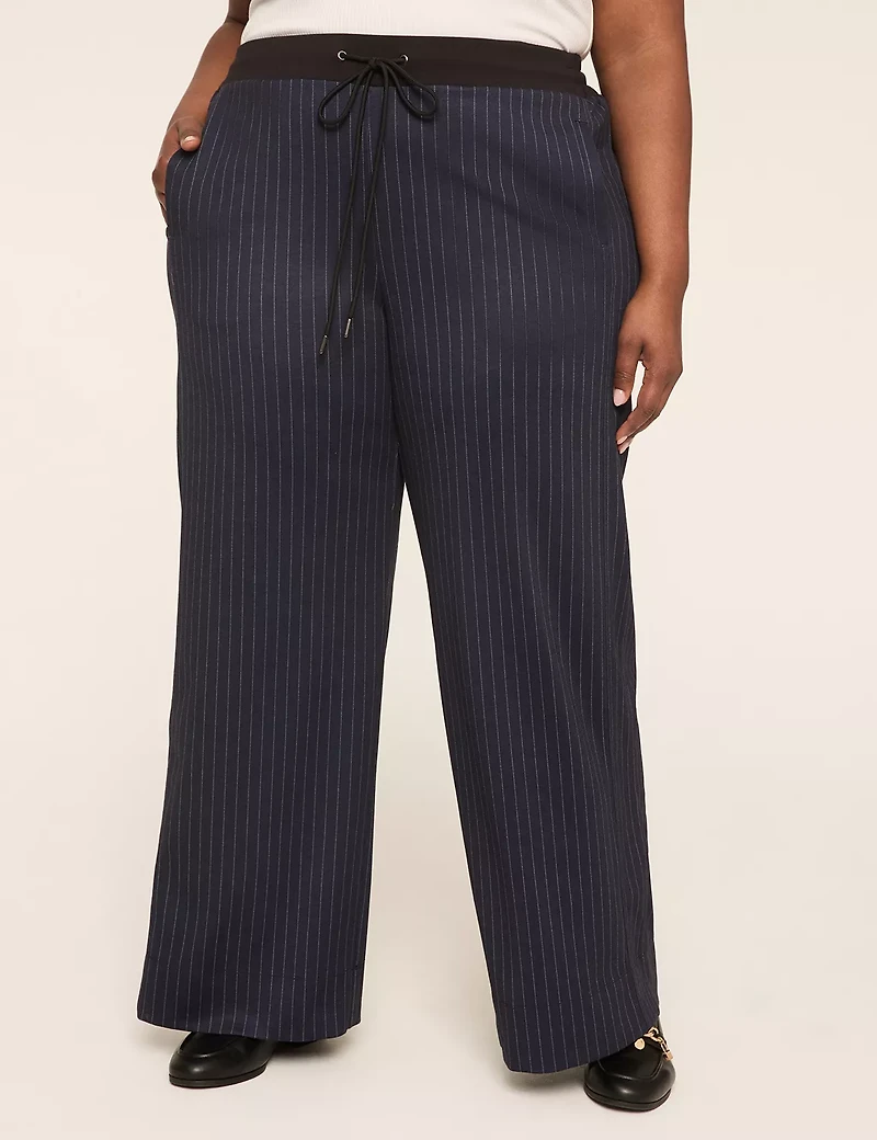 Ponte Pull-On Stripe Wide Leg Pant