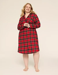 Lurex Flannel Collared Midi Sleepshirt