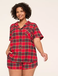 Lurex Flannel Notch-Neck Top & Short PJ Set