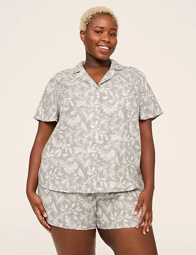 Flannel Notch-Neck Top & Short PJ Set