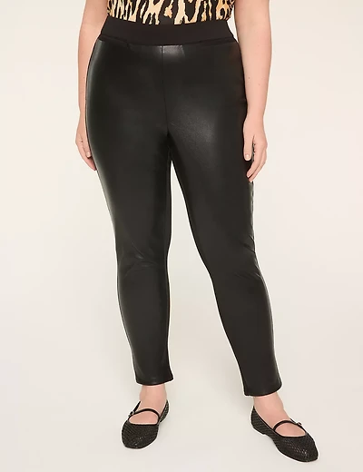 Faux-Leather & Ponte Pull-On High-Rise Legging