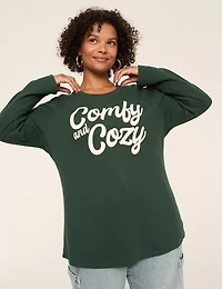 Waffle Knit Glitter Comfy & Cozy Graphic Tee