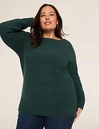 Textured Boatneck Pullover Sweater