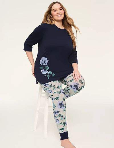 Comfy Cotton 3/4-Sleeve Tunic & Legging PJ Set