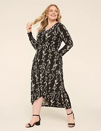 Long-Sleeve Ruched Jersey Dress