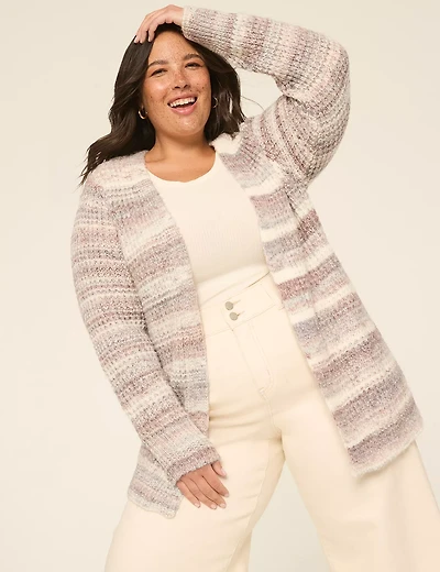 Space Dyed Stripe Cardigan Sweater