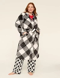 Printed Fleece Midi Robe