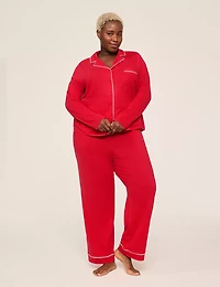 Comfy Cotton Notch-Neck Shirt & Pant PJ Set