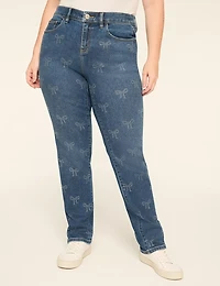 Signature Fit High-Rise Bow-Rhinestone Jean