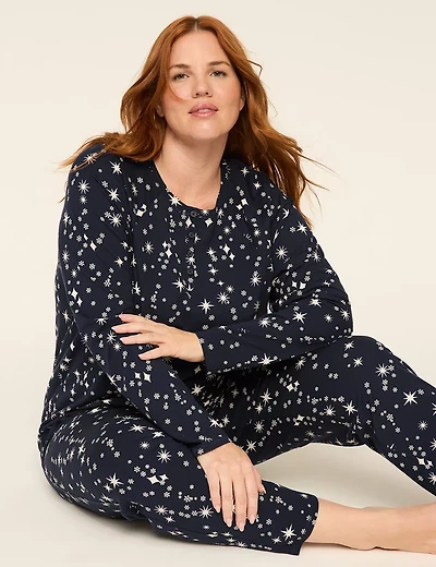 Comfy Cotton Henley Tunic & Pant PJ Set