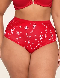 Cotton High-Leg Brief Panty With Snowflake Lace