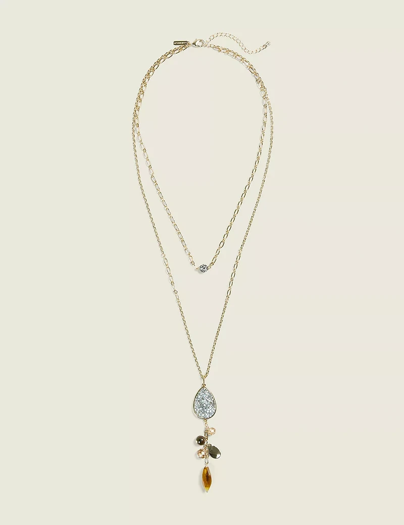 Grey & Neutral Druzy Reversible Pendant Necklace