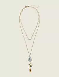 Grey & Neutral Druzy Reversible Pendant Necklace