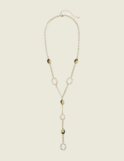 Goldtone & Pave Y-Necklace