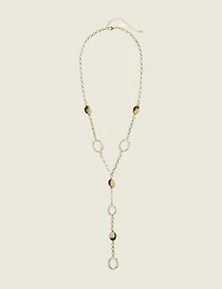 Goldtone & Pave Y-Necklace