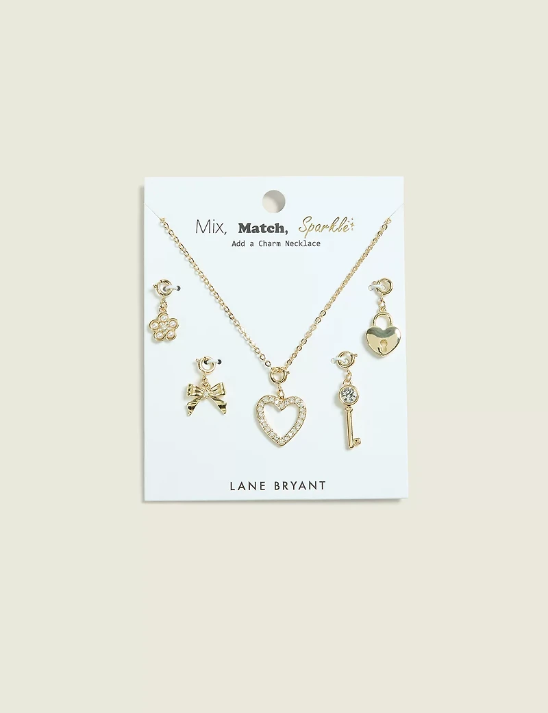 Goldtone Charm Necklace Set