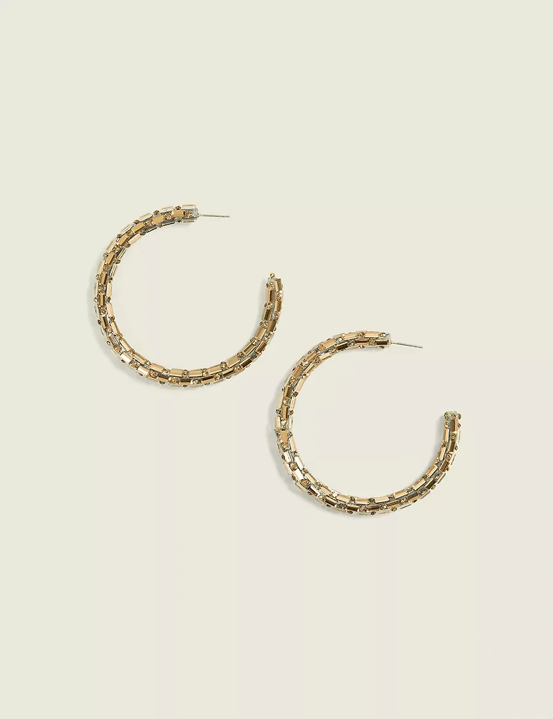Neutral Embellished Hoop Earrings