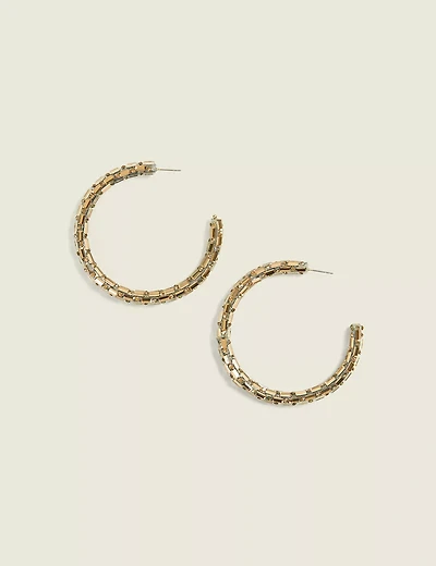 Neutral Embellished Hoop Earrings