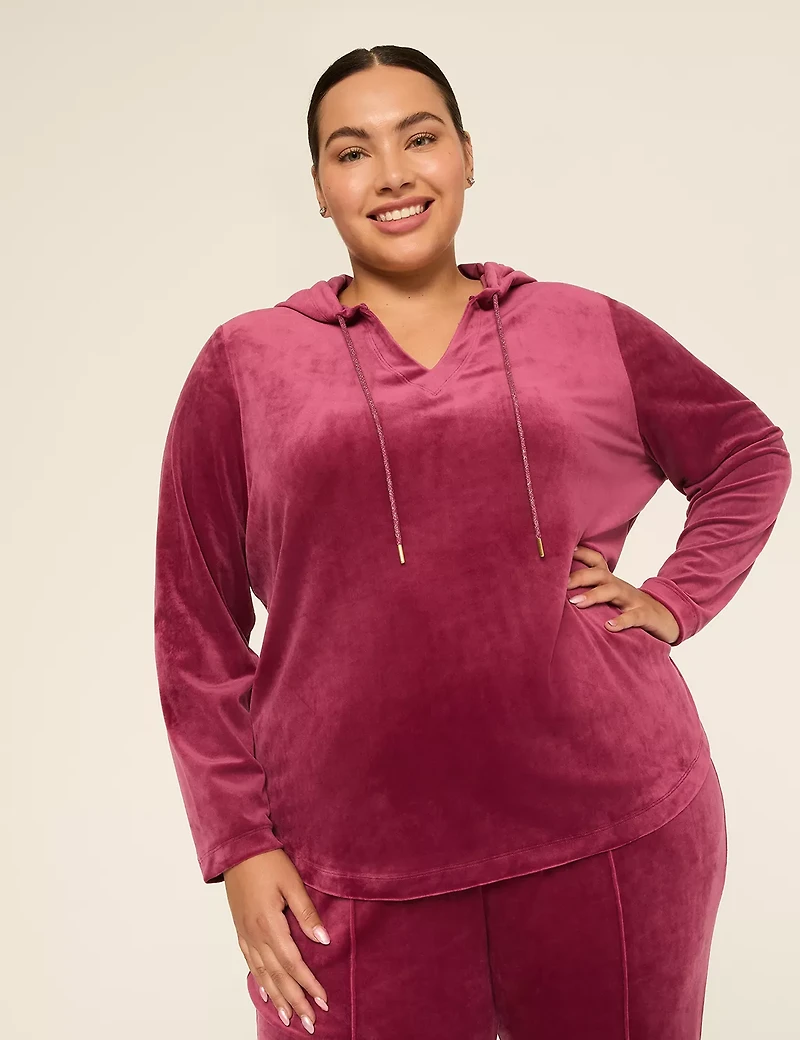 LIVI V-Neck Velour Hoodie