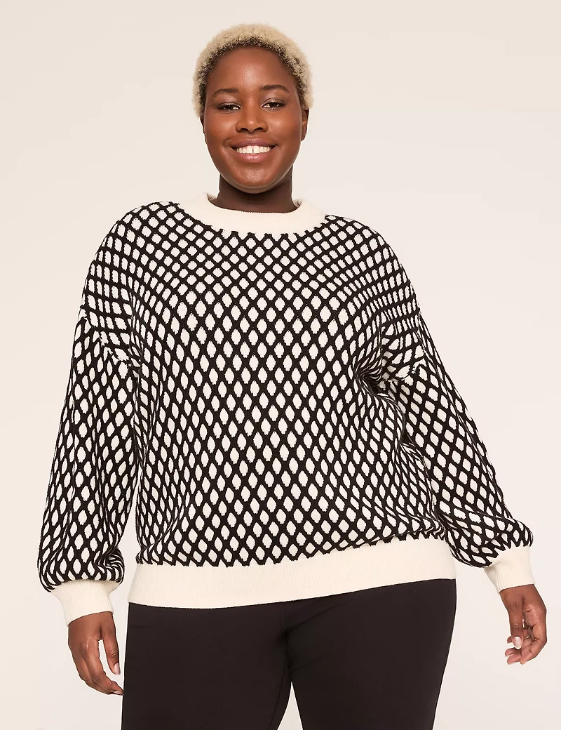 LIVI Crew-Neck Contrast Sweater