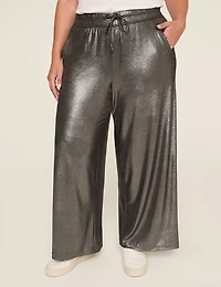 Foil Shimmer Matte Jersey Pull-On Drawstring Pant