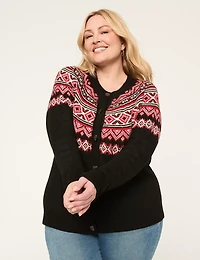 Fair Isle Button-Front Cardigan