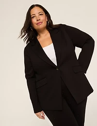 Ponte Rhinestone-Embellished One-Button Blazer