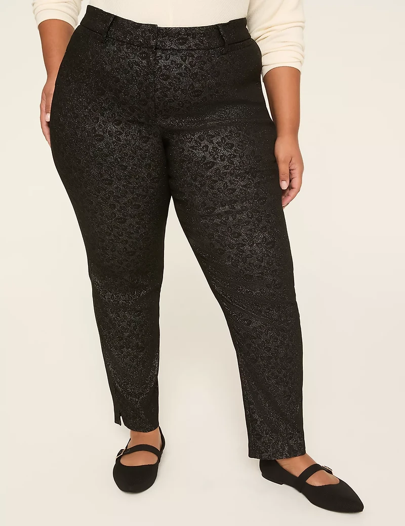 4-Season Lurex Print Slim Ankle Pant