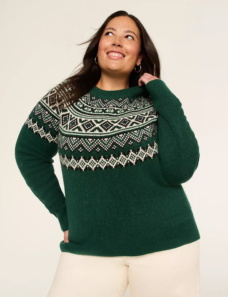 Fair Isle Crew-Neck Pullover Sweater