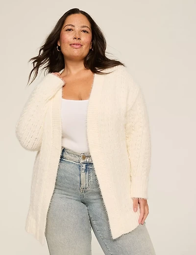 Open-Front Stitch Cardigan