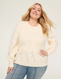 Round-Neck Bobble-Stitch Sweater