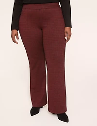 Ponte Pull-On High-Rise Flare Plaid Pant
